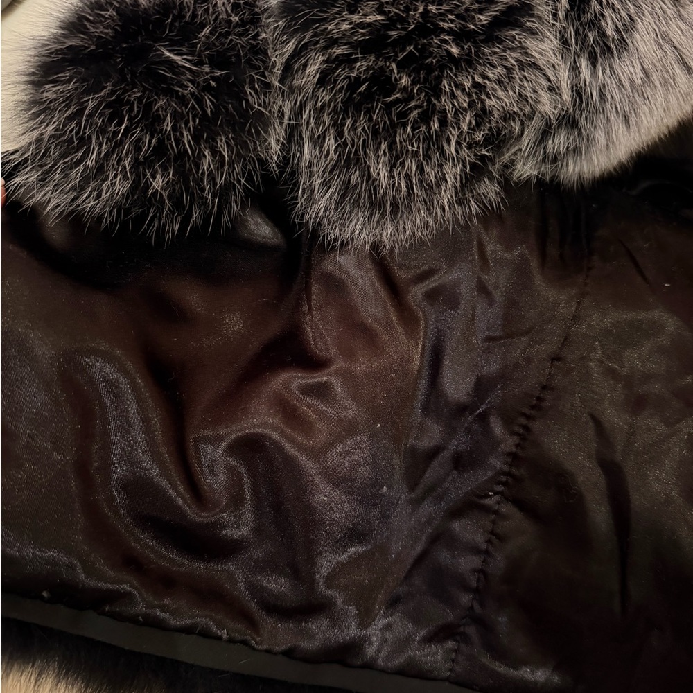 Luxurious grey real genuine fox fur bubble cropped jacket coat S *blogger* - Picture 7 of 9